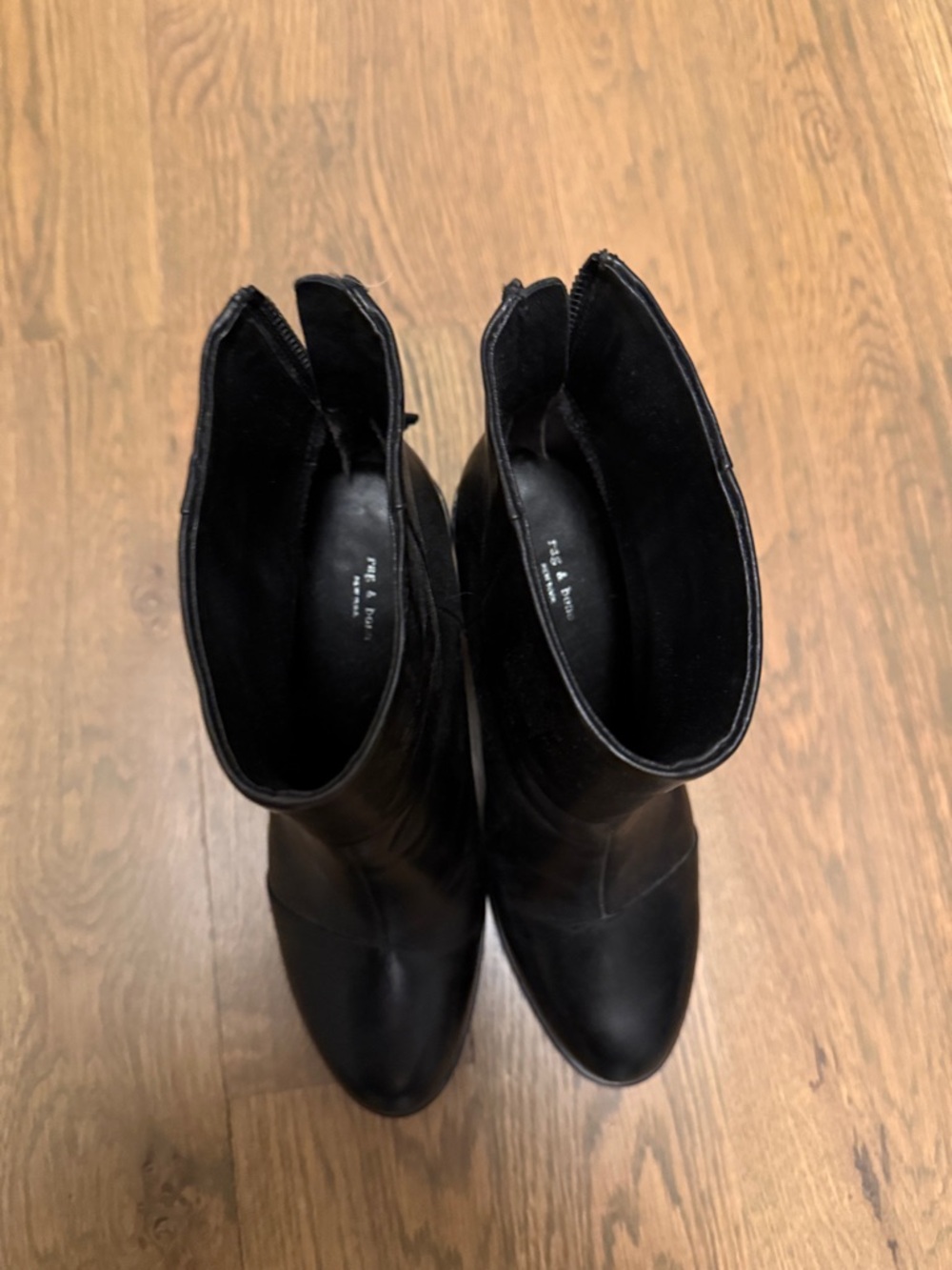 rag & bone Black Leather Ankle Heeled Boots